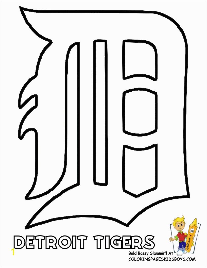 Coloring Pages Baseball Team Logos Detroit Tigers Logo Stencil Baseball Coloring Sheet