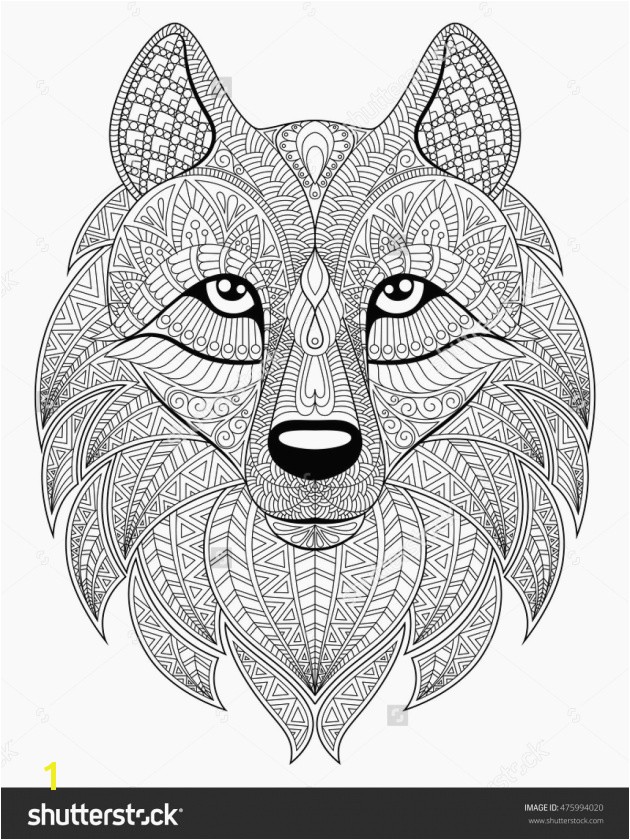 Unique Wolf Head In Zentangle Style Adult Antistress Coloring Page Black Awesome Fox Mandala Coloring