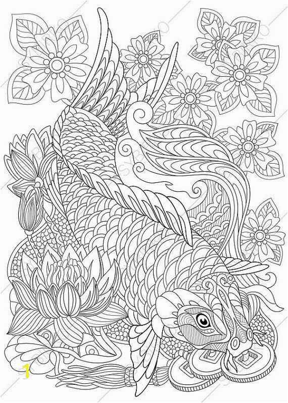 Carp Koi Fish Coloring Page Adult coloring by ColoringPageExpress