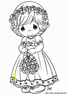 Floral girl Precious Moments coloring pages