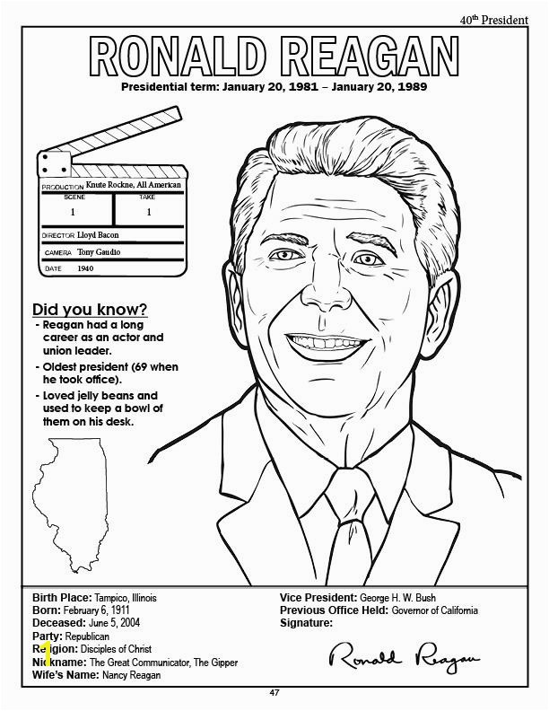 Ronald Reagan Coloring Pages Coloring Books