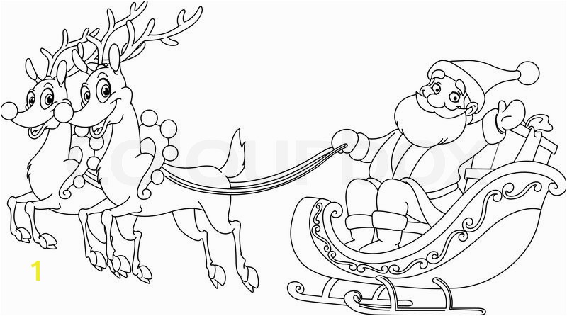 Santa Claus and His Reindeer Coloring Pages | divyajanan