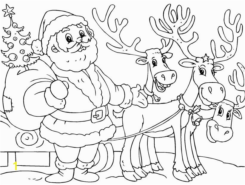 Santa Claus and His Reindeer Coloring Pages Printable Santa and Reindeer Coloring Page Christmas Coloring