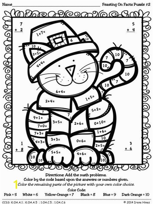 Thanksgiving Math Color By Number Sketch Coloring Page