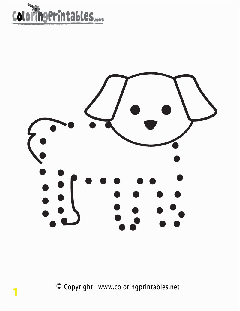 Dog Connect the Dots Activity Printable for beginning preschoolers