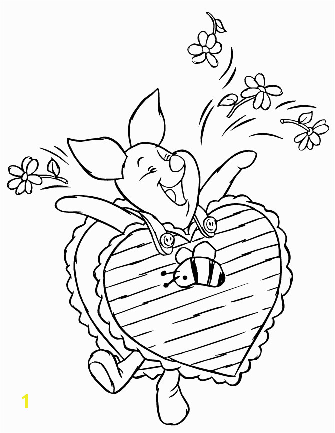 Free Printable Disney Valentine Coloring Pages Piglet Wearing Valentines Day Chocolate Coloring Page