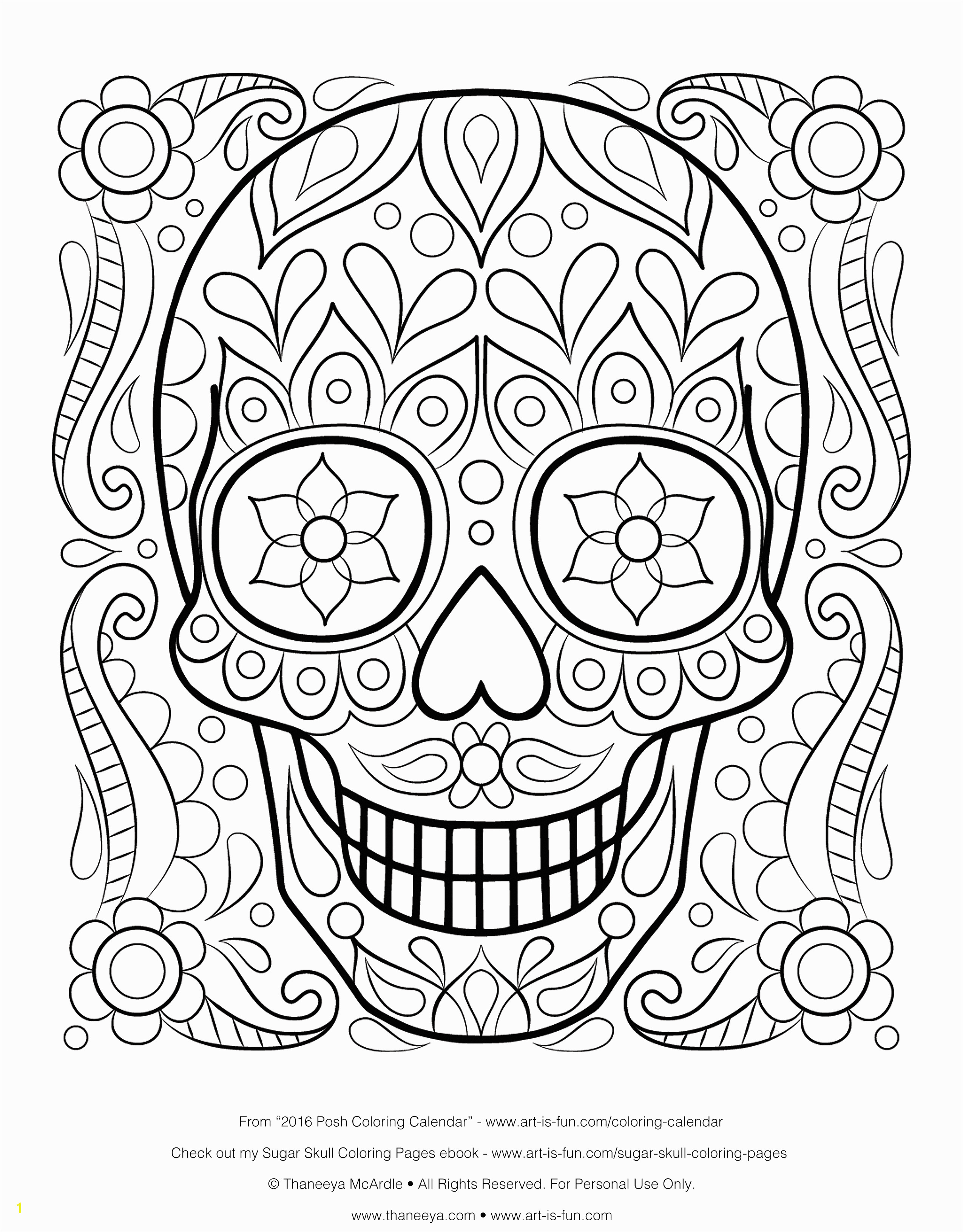 Free Printable Sugar Skull Coloring Pages Free Sugar Skull Coloring Page Printable Day Of the Dead Coloring