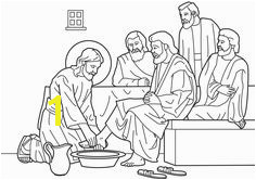 Holy Thursday Lenten Coloring Page Jesus washes His Disciples feet