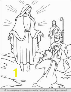 The 4th Glorious Mystery Coloring Page – The Assumption Mary is taken up into heaven