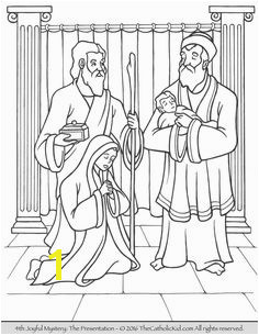 The 4th Joyful Mystery Coloring Page Presentation in the Temple Rosary Prayer Catholic Kids