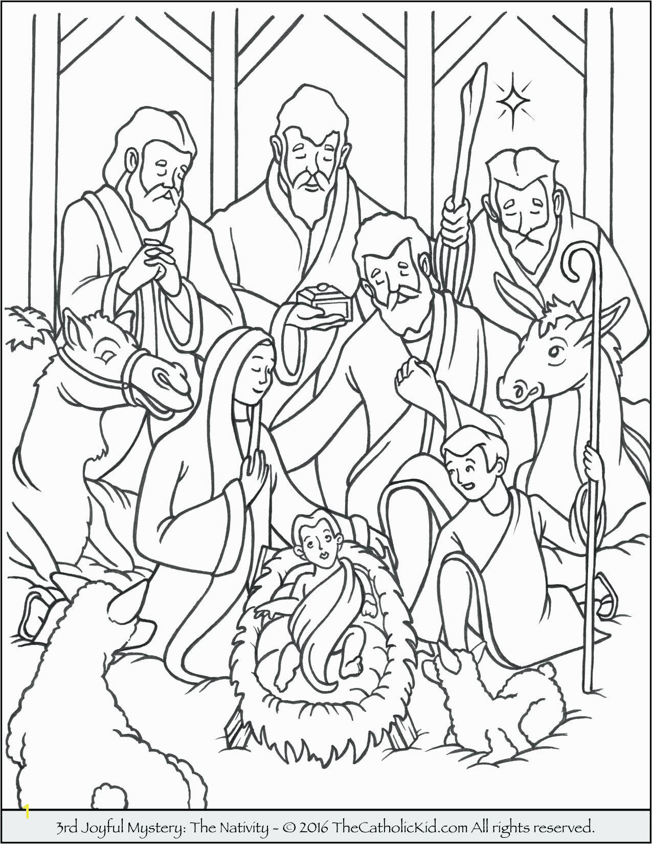 Awesome Nativity Colouring Sheets Coloring Page Away In A Manger Pages