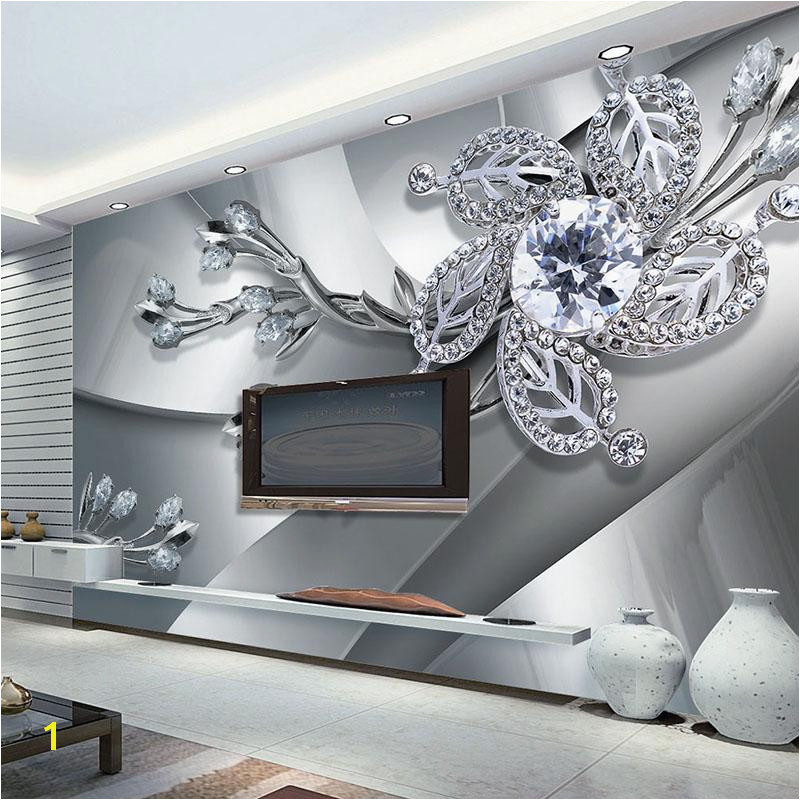 3d Interior Wall Murals Custom Any Size 3d Wall Mural Wallpaper Diamond Flower Patterns