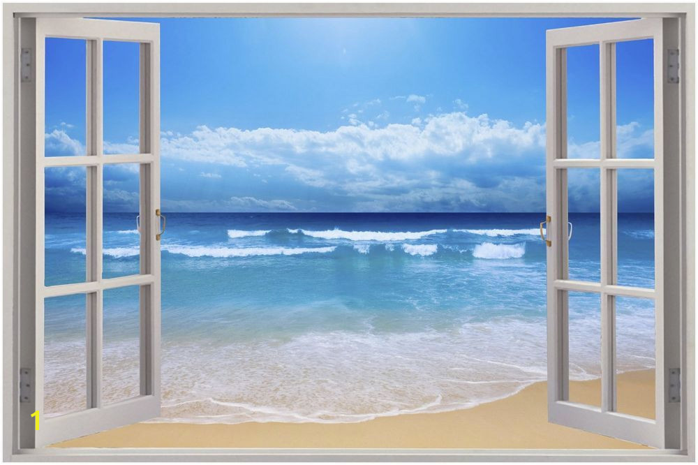 Beach Wall Murals Uk Huge 3d Window Exotic Beach View Wall Stickers Mural Art Decal