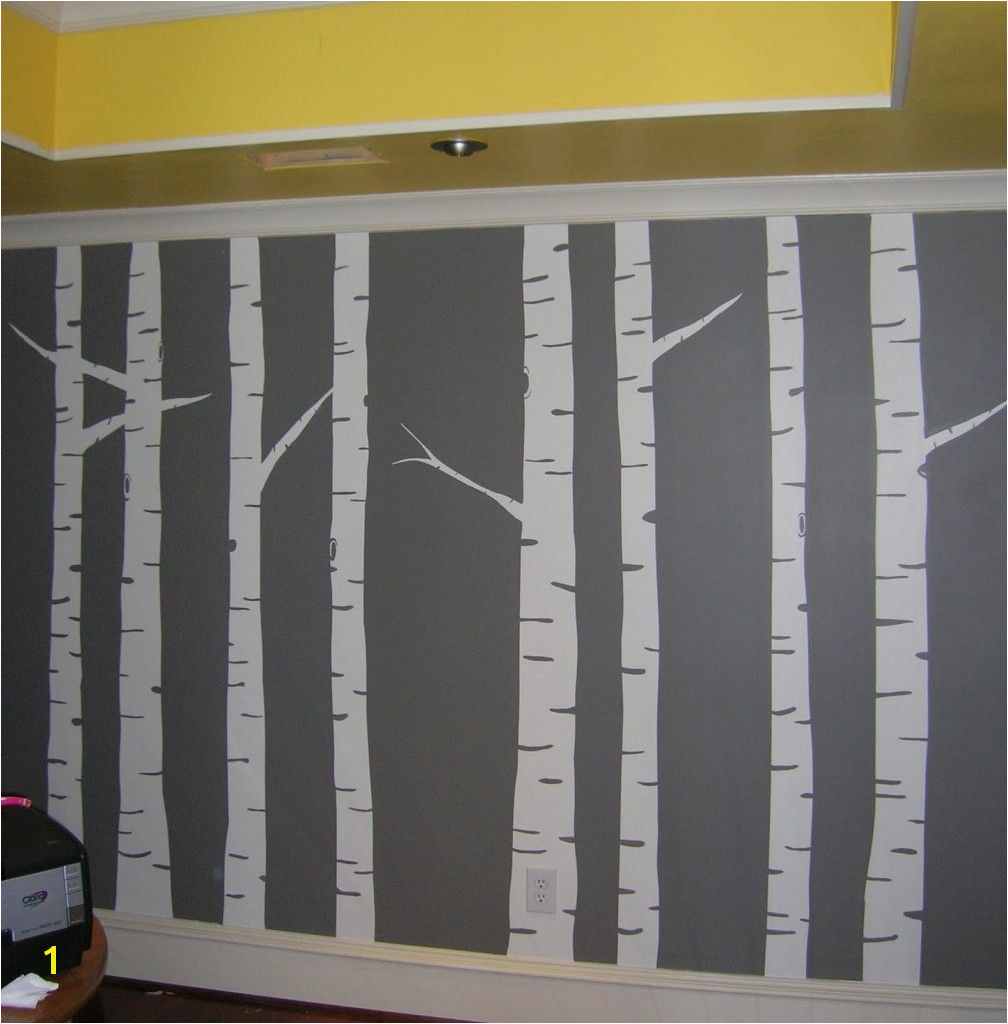 Birch Tree Wall Mural Diy Diy Painted Birch Tree Wall