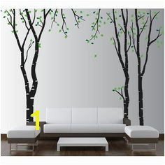 Wall Birch Tree Decal Forest Kids Vinyl Sticker Removable with Tree Stencil For Wall