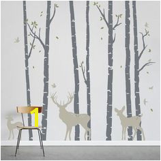 Add a little nature to your decor Birch Trees Forest with Deer Wall Decal Birch