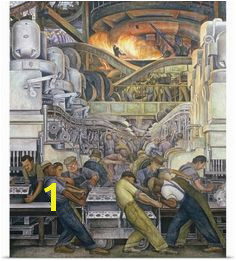 Diego Rivera Poster Print Wall Art Print entitled Detroit Industry North Wall 1932 33 None