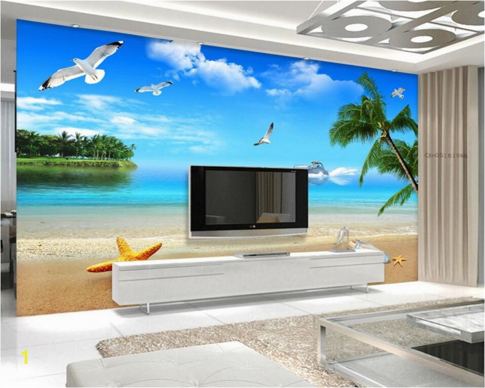 Electronic Wall Murals Beibehang 3d Wallpaper Sea Seaside Scenery Beach Mediterranean Style