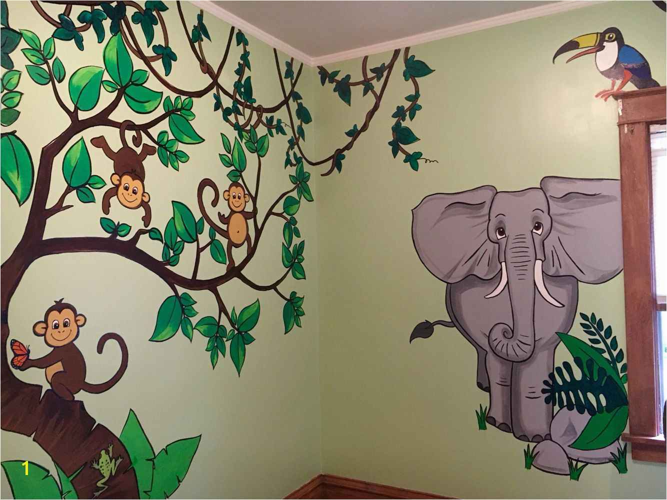 Monkeys elephant kids jungle themed room wall murals painting kids room nursery