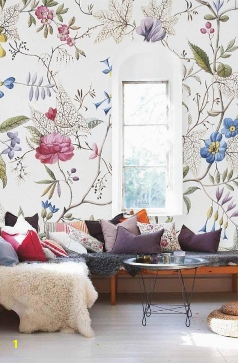 Large Flower Wall Murals Floral Wallpaper Old Painting Plants Mural Self Adhesive