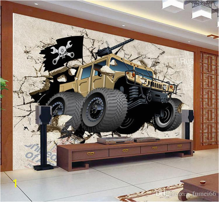 Custom Wall Mural Wallpaper 3D Cartoon Military Vehicles Wallpaper Children S Bedroom Living Room TV Backdrop Wallpaper Widescreen Wallpaper