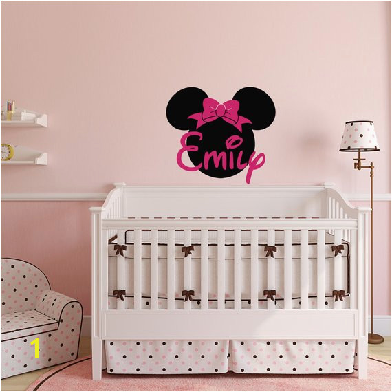 Minnie Mouse Wall Murals Minnie Mouse Wall Decals Girl Name Wall Decal Custom Name Wall