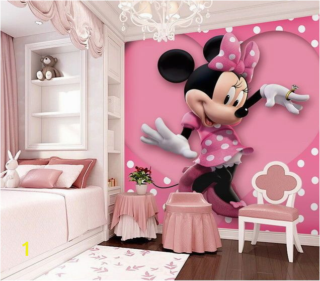 Minnie Mouse Wall Murals Uk Pink Minnie Mouse Heart Dot Wallpaper Wall Decals Wall Art Print Mural
