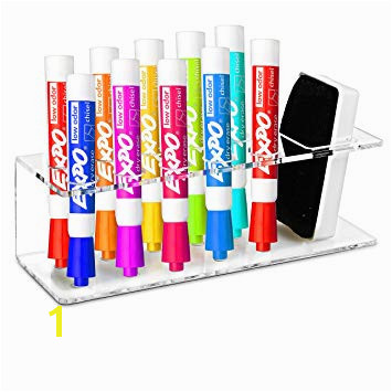 Clear Acrylic Wall Mountable 10 Slot Dry Erase Marker & Eraser Holder Organizer Rack MyGift