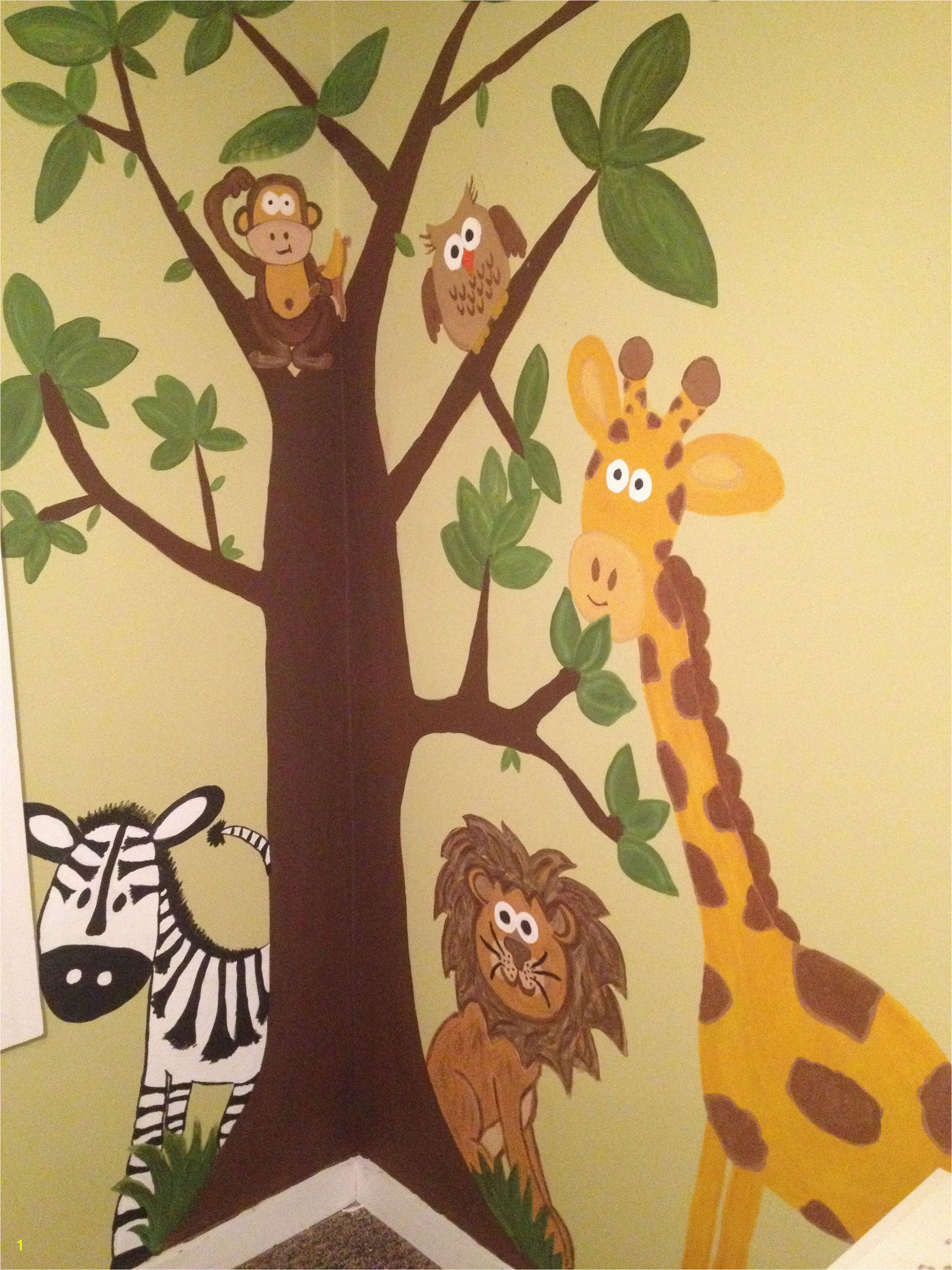 Jungle wall mural hand painted =] Room Wall Painting Kids Room Paint Mural