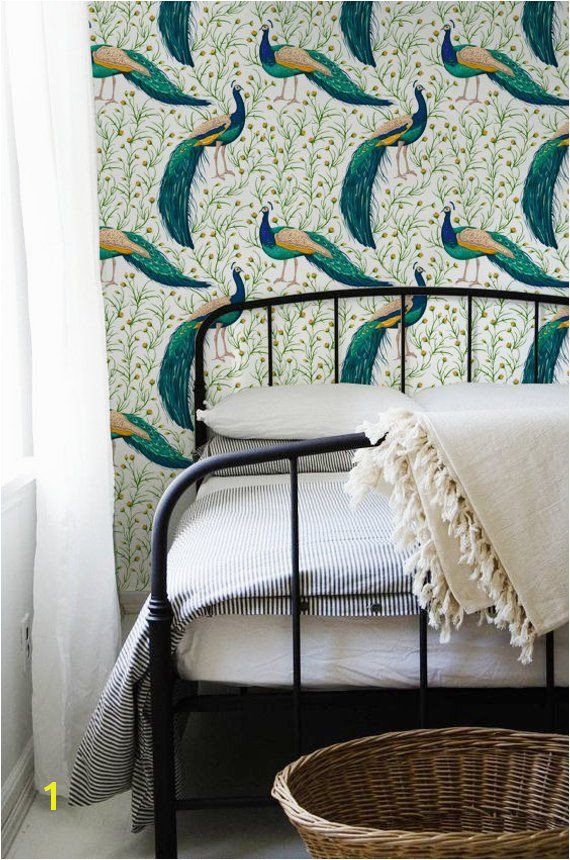 Peel and Stick Wall Murals Cheap Peacock Removable Wallpaper Traditional Green Print Wall Mural