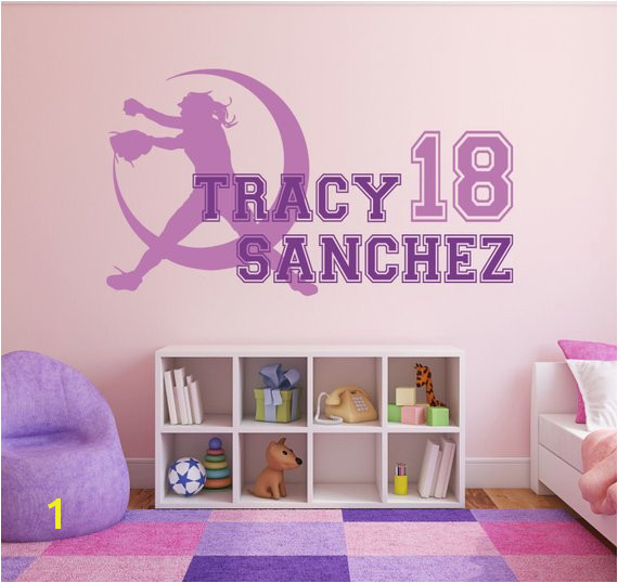 Softball Wall Decal Baseball Wall Decal Personalized Softball Wall Decor Softball Player