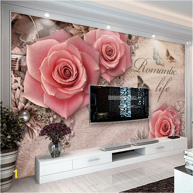 Stone Roses Wall Mural Custom 3d Wall Mural Wallpaper Romantic Pink Rose Flowers Fresco