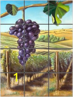 Wine Grapes Mural Tile Mural