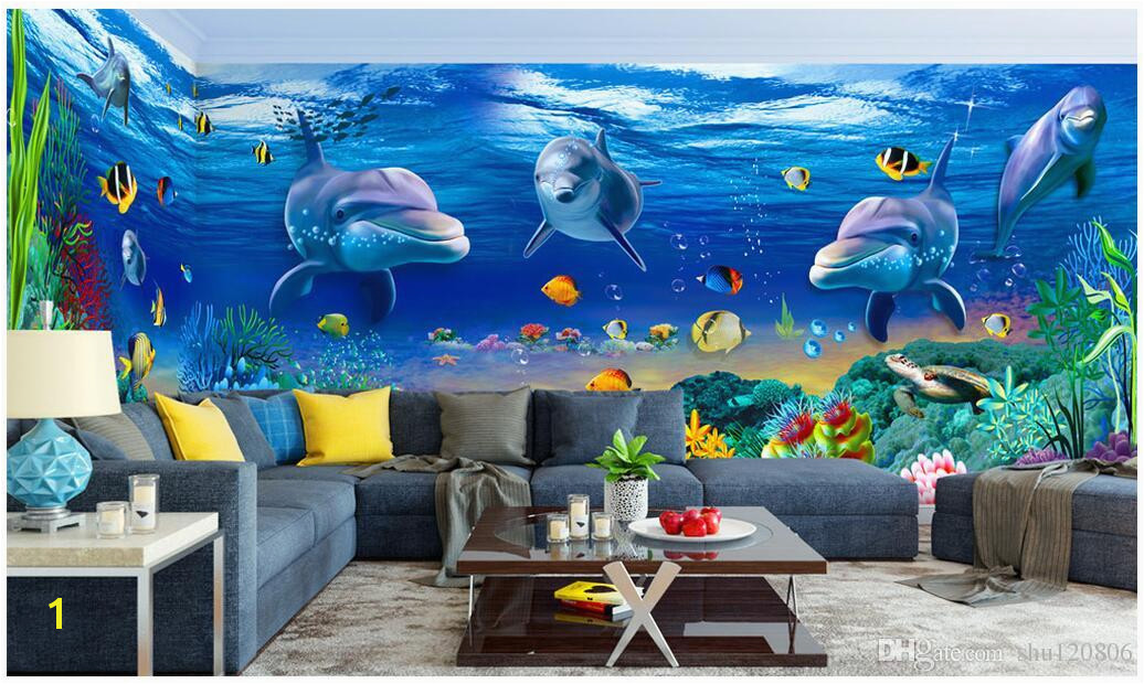 Underwater Wall Murals Uk 3d Wallpaper Cloth Custom Dream Underwater World Dolphin theme
