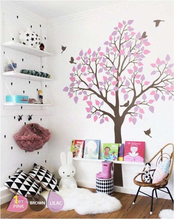 Nursery Tree Wall Sticker with birds Wall art Decoration for kids room KC020