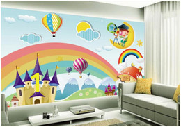 Custom Wallpaper Kids Room Mural Rainbow Castle Cartoon Backdrop Kids Room Mural wallpaper for walls papel de parede