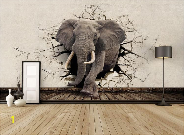 3d Elephant Wall Mural Custom 3d Elephant Wall Mural Personalized Giant