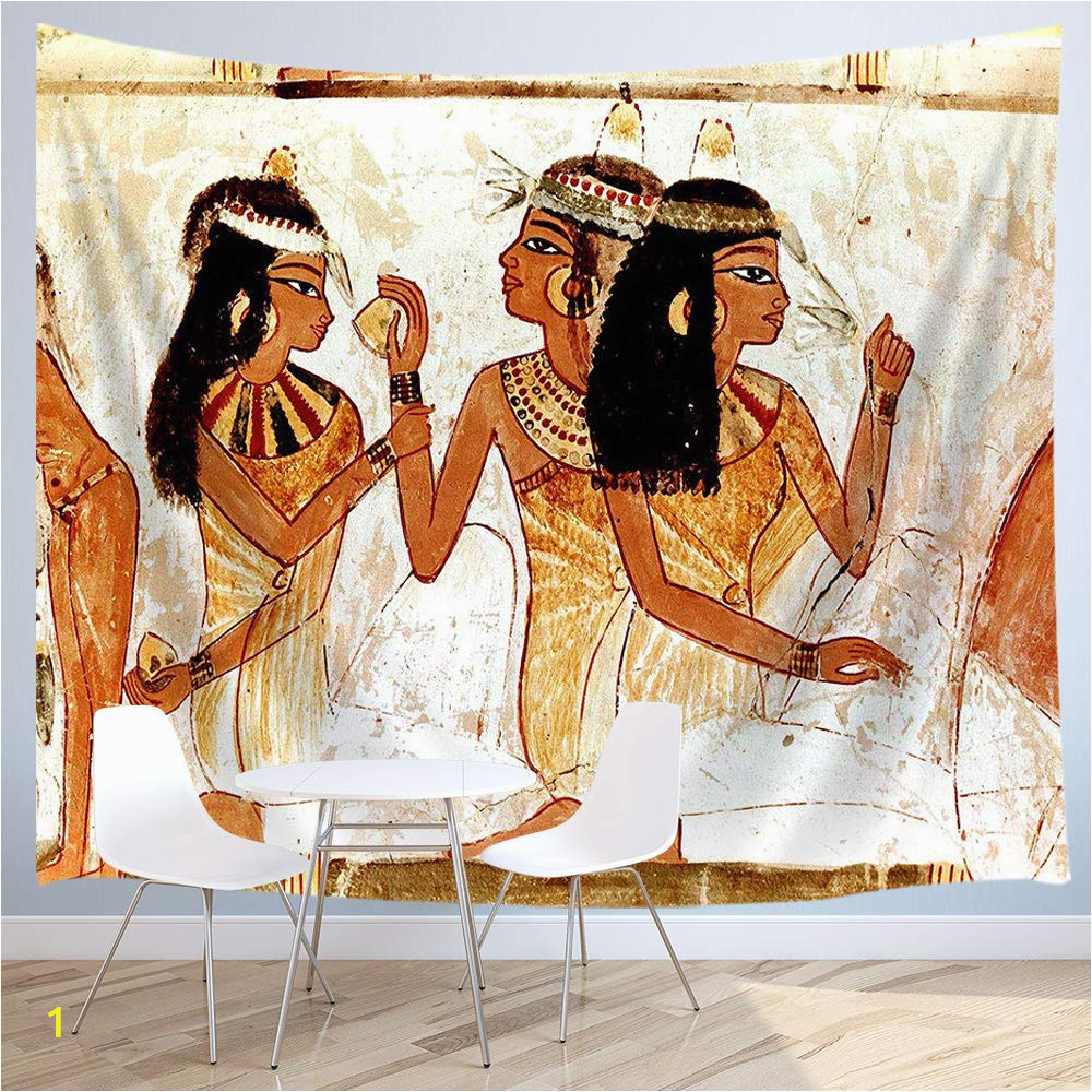 Ancient Egypt Murals Wall Jawo Egyptian Tapestry Wall Hanging Ancient Egyptian Papyrus Mural Woman Polyester Fabric Wall Tapestry for Home Living Room Bedroom Dorm Decor 80w