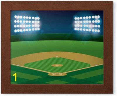 framed posters baseball softball field lit at night