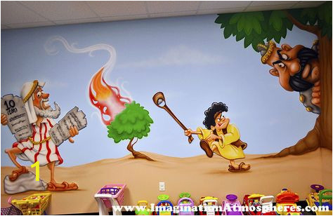 Bible Story Wall Murals Moses David and the Giant Mural