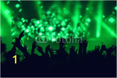 Concert Crowd Wall Mural Stage Lights Concert Scene with Crowd In foreground Stage