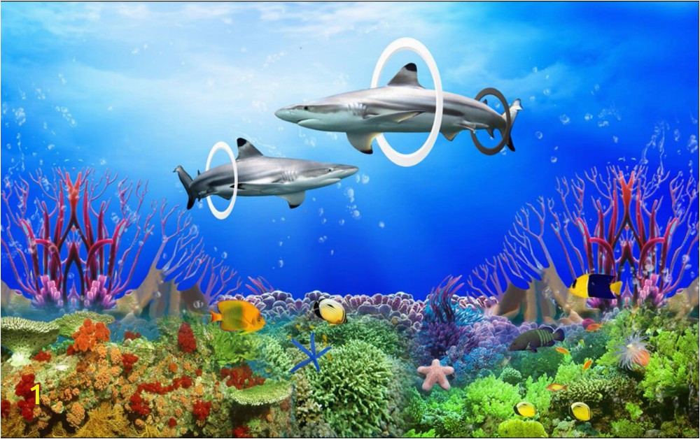 Coral Reef Wall Mural Us $15 03 Off Custom Photo 3d Room Wallpaper Coral Reef Sharks Home Improvement Decoration Painting 3d Wall Murals Wallpaper for Walls 3 D In