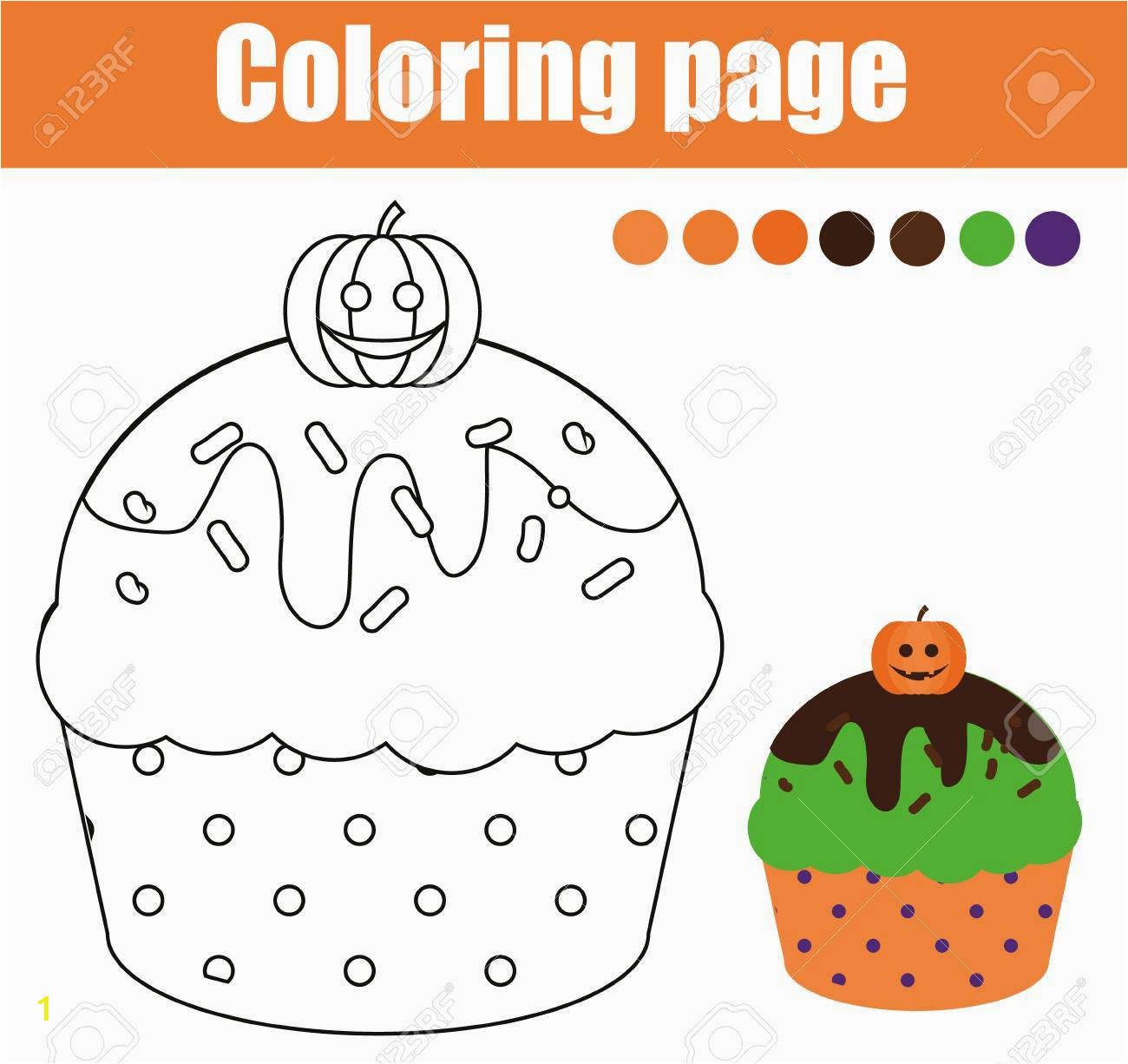Halloween Cupcake Coloring Pages Stock