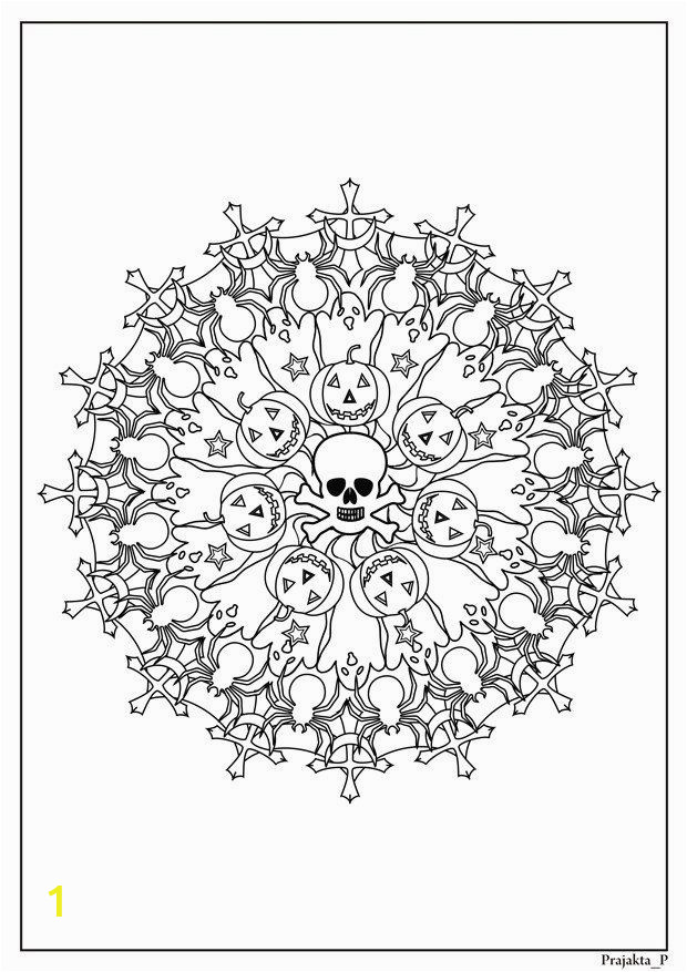 Halloween Mandala Coloring Pages Halloween Mandala Adult Coloring Page by