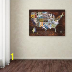 Home Depot Canada Wall Murals 18 In X 24 In "usa License Plate Map On Wood" by Masters Fine Art Printed Canvas Wall Art