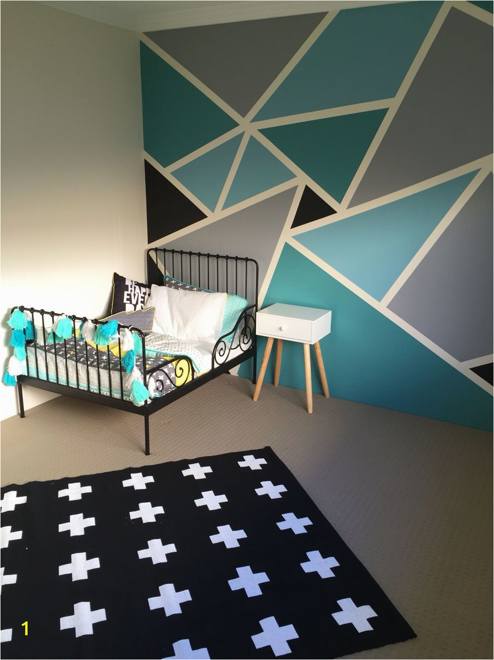 How to Paint A Geometric Wall Mural Pin On Kids Babies and Such