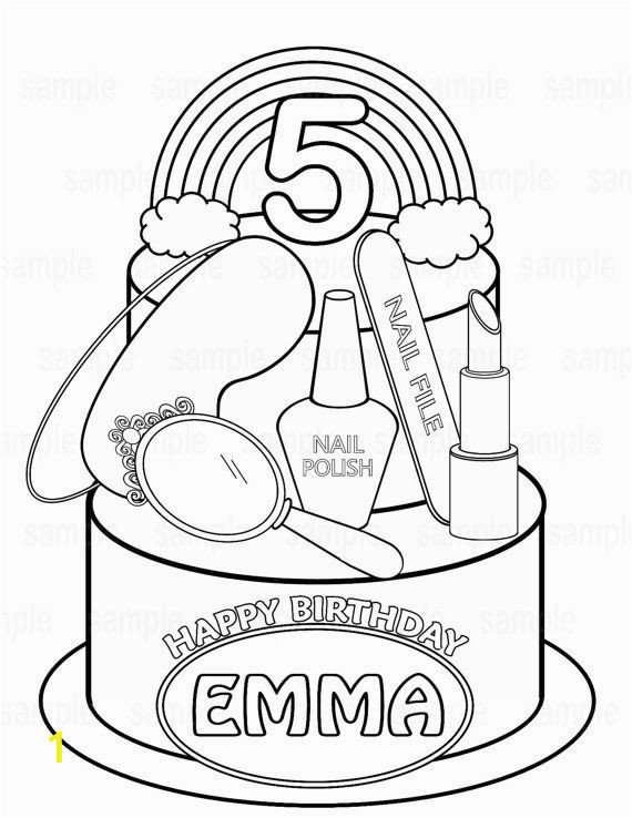 Jelly Bean Coloring Page Personalized Printable Rainbow Spa Party Cake Favor