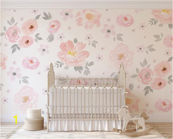 Jolie Floral Wall Mural Amara Floral Wallpaper Mural Watercolor Floral Traditional or Removable • Vinyl Free • Non toxic