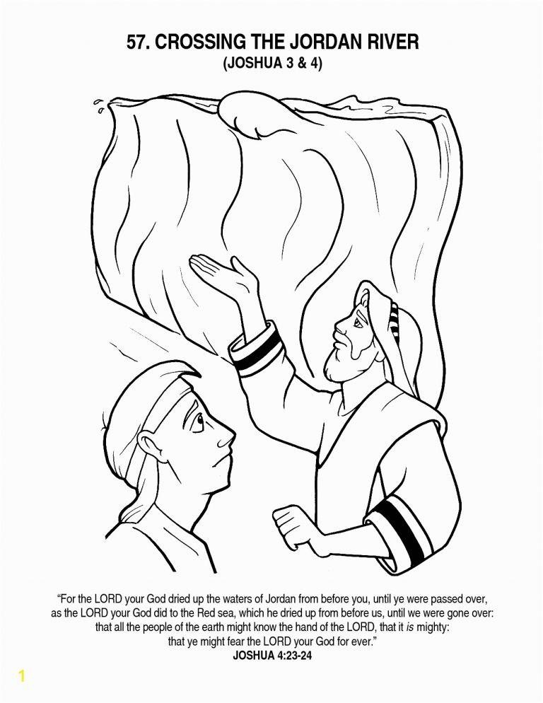 Joshua Crossing the Jordan River Coloring Page Free Printable Colouring ...