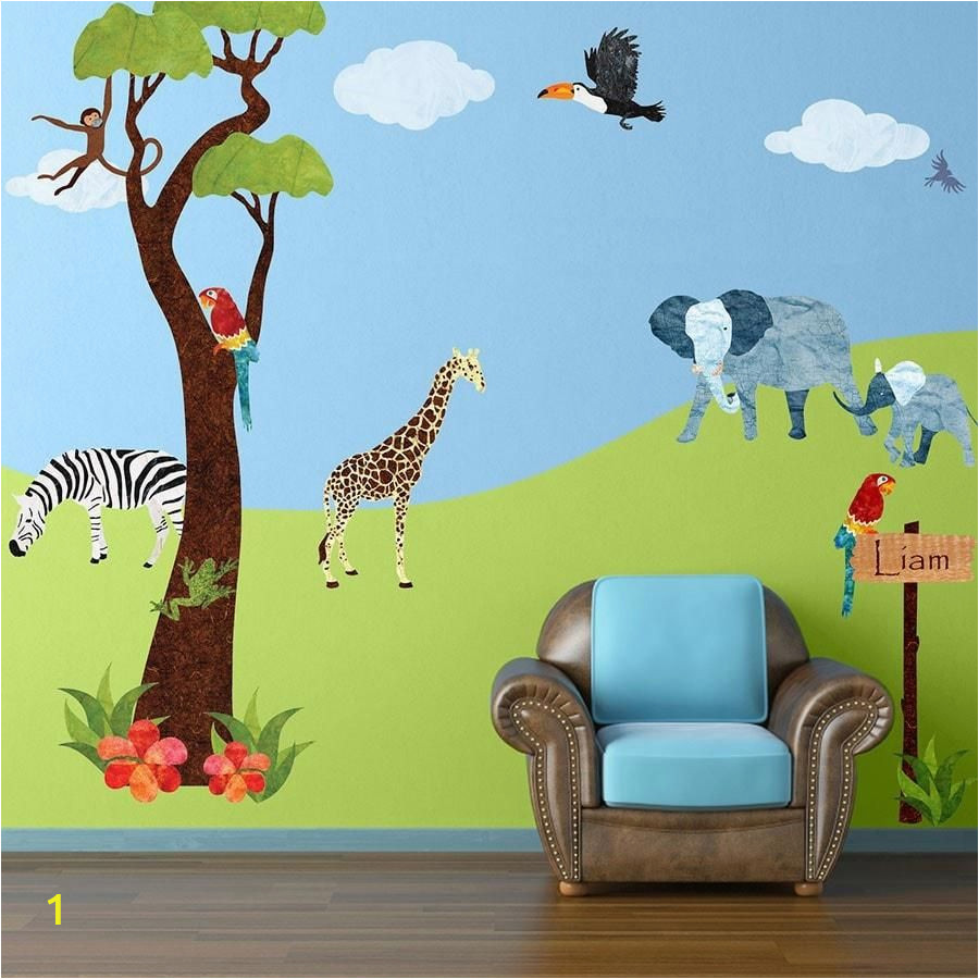 Jungle Safari Wall Mural Jungle Safari Wall Decal Sticker Kit Jumbo Set